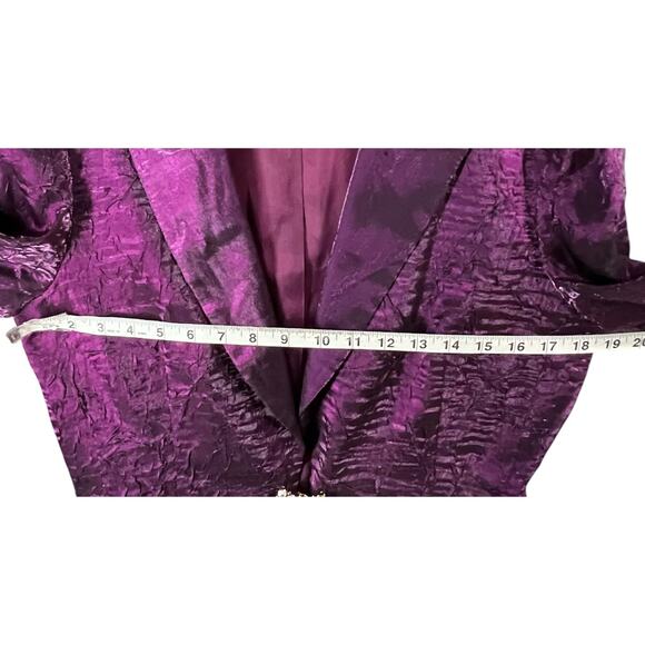 Alex Evenings Vintage Blazer Jacket Women 8 Purple Crinkled Cocktail Whimsygoth - Picture 7 of 15